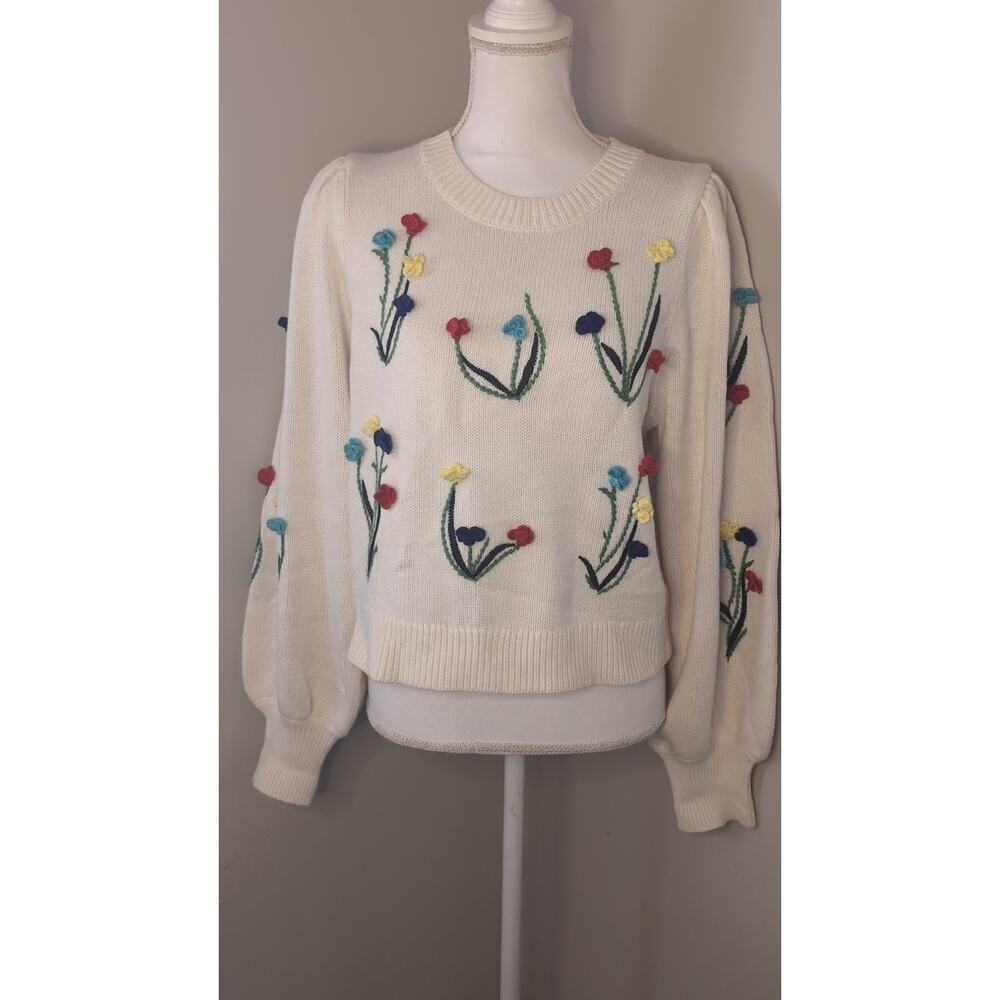 Alice+Olivia Wendell crochet colorful flower sweater - Picture 3 of 9